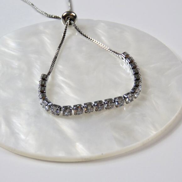 Zales Silver Bracelet with White Stones - Picture 4 of 7